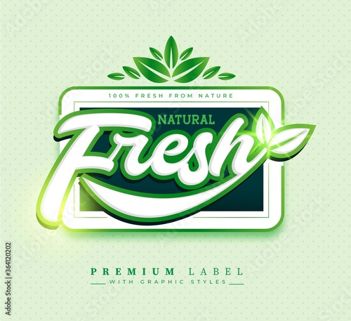 Natural Fresh Label Sticker or Badge