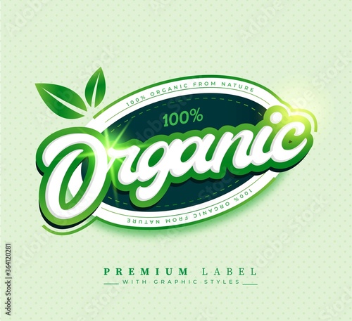 100% Organic Label Sticker or Badge