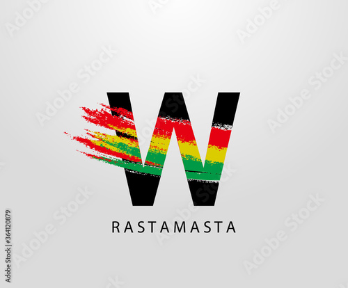 W Letter Logo With Splatter and Rasta Color. Letter A Reggae