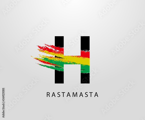H Letter Logo With Splatter and Rasta Color. Letter H Reggae