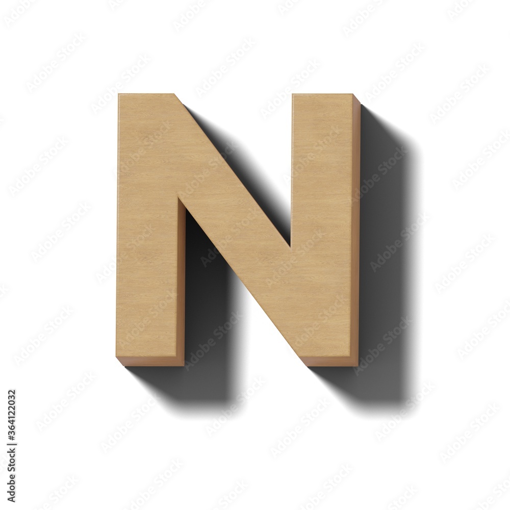 リアルな木製の文字ブロックのN リアルな木製の文字ブロックのN