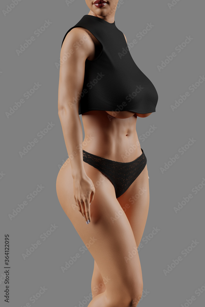 © PixlMakr - Busty sexy female in black sporty clothes © PixlMakr - Busty sexy female in black sporty clothes