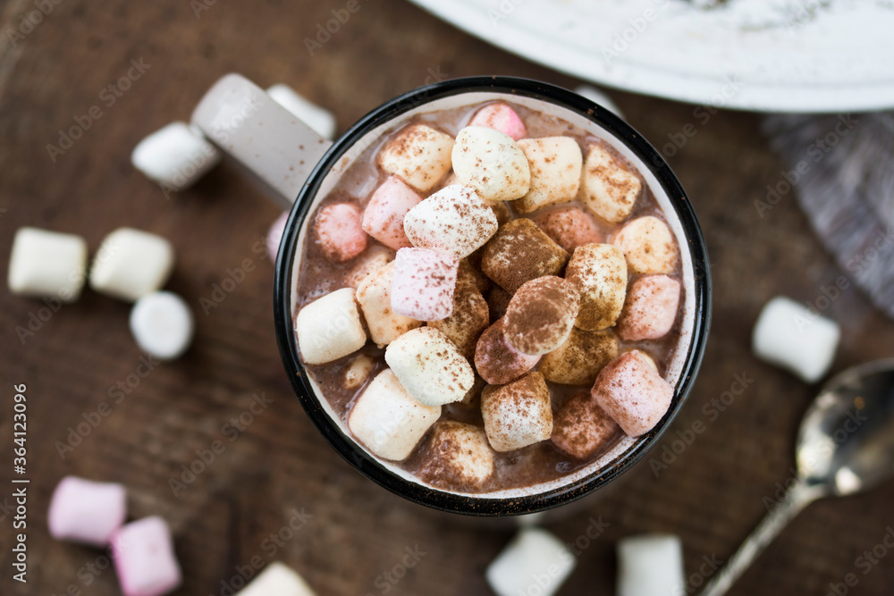 Hot chocolate with marshmallows. Christmas drink. Hot chocolate with marshmallows. Christmas drink.