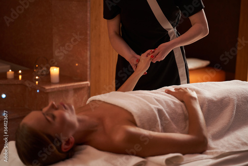 Rejuvenating energy with pleasant treatment in spa salon