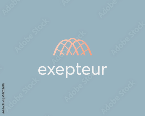Abstract liner style construction architecture building logo icon design modern illustration. Premium real estate property vector sign symbol mark logotype.