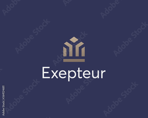 Abstract crown house logo icon vector design. Elegant solid linear home luxury sign mark logotype