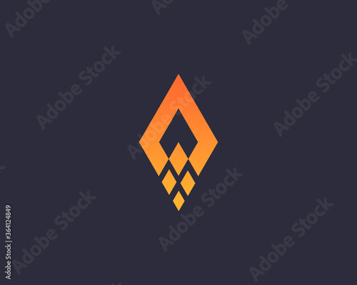 Abstract rocket arrow rhombus logo design template. Creative modern icon sign. Universal speed launching startup mark vector logotype