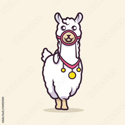 Cute llama Mascot vector illustration