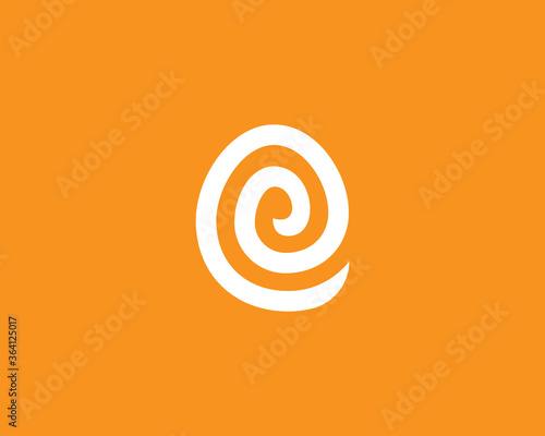 Abstract line letter E logo icon logo design modern in minimal style illustration. Flat easter egg spiral vector sign symbol logotype.