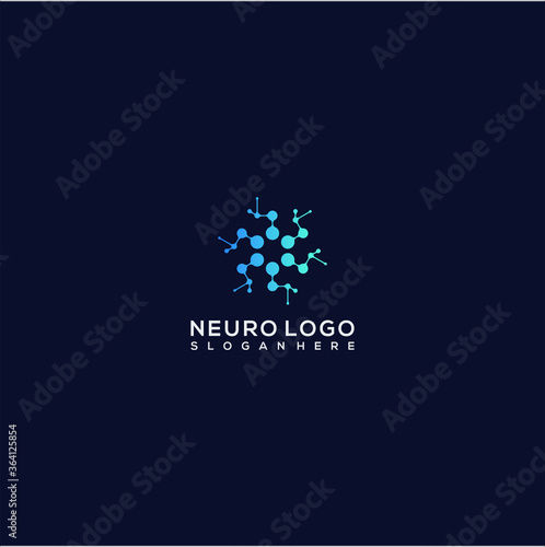 Simple neuro technology logo design vector concept photo