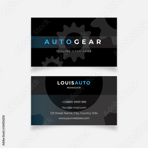 Modern gear mechine design business card template