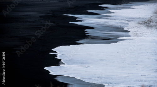 Reynisfjara, a volcanic black sand beach in Vik, iceland