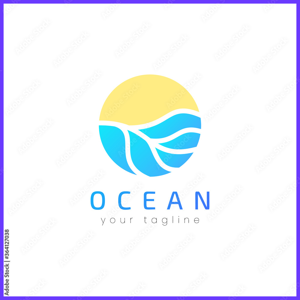 Ocean waves with sun. Simple and modern logo design. Abstract shape. Ocean waves with sun. Simple and modern logo design. Abstract shape.