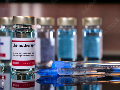 Vial of chemotherapy with syringe photo
