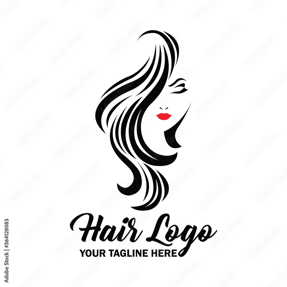 woman hair logo with text space for your slogan or tagline, vector illustration woman hair logo with text space for your slogan or tagline, vector illustration