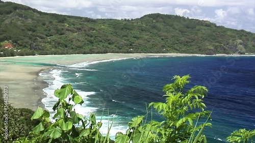 compilation shot of rurutu french polynesia. genuine island showing the true quietness of the archipelago photo
