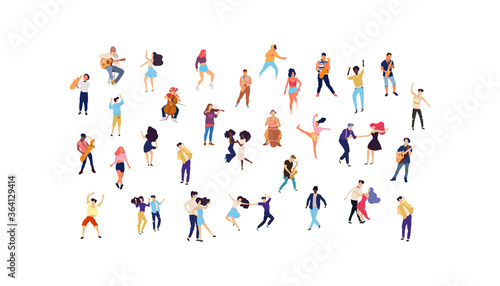 Dancing people vector isolated illustration. Musicians flat illustration