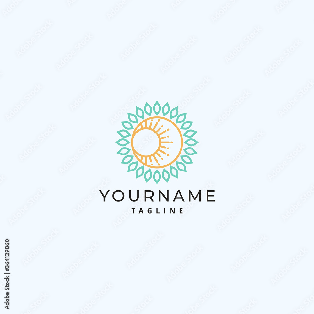 Simple Unique Sun Flower Logo Design Simple Unique Sun Flower Logo Design