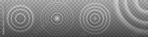 Round water ripples. Circle sound waves set