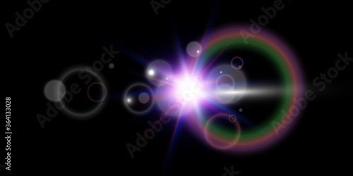 Bright beautiful star.Vector illustration of a light effect on a transparent background.