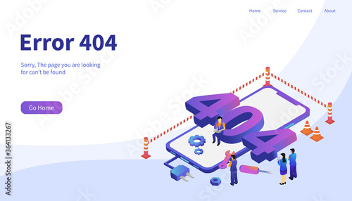 Illustrations isometic design. 404 page not found screen. Vector illustrate