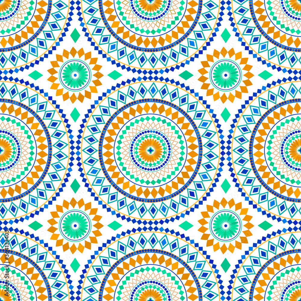 Moroccan seamless tile ornament. Vector pattern.
