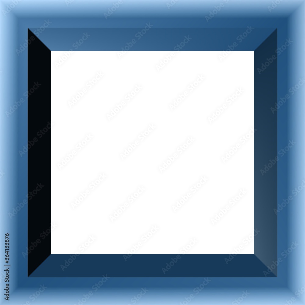 Obraz premium BLUE GRADIENT 3D SQUARE FRAME WITH WHITE BACKGROUND