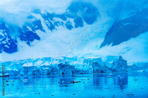 Blue Glacier Snow Mountains Paradise Bay Skintorp Cove Antarctica