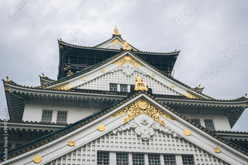 Golden details on the old house, city of Osaka Japan.
