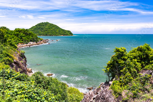 Beautiful seascape on blue sky background in Thailand