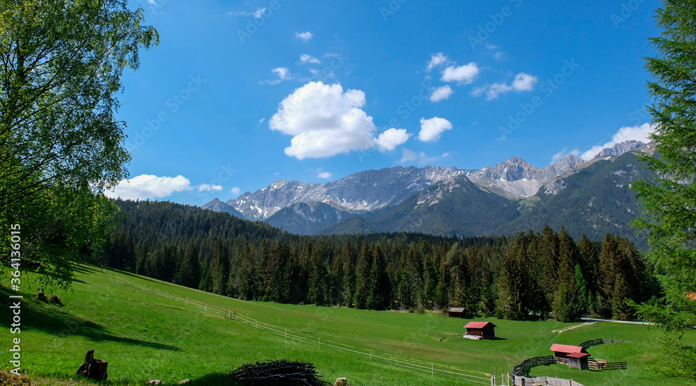 Wetterstein view from Leutasch in summer