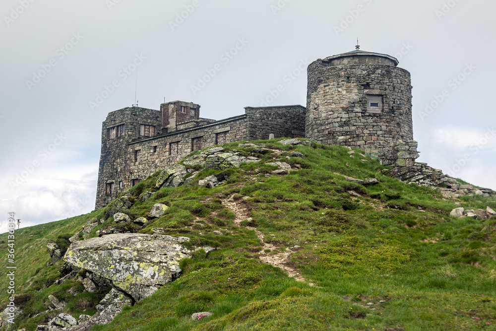 The old observatory on MountPopivan (Pip Ivan, Pop Iwan) in Carpathians. Ukraine. The former Observatory is a popular destination for many tourists.