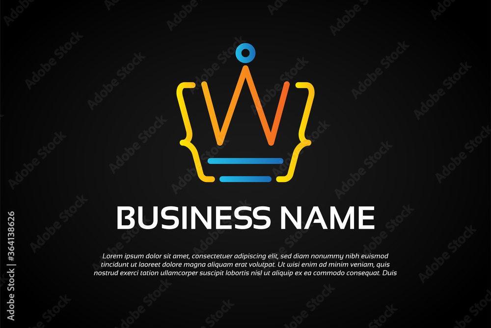 Unique Colorful King Coding Logo Template