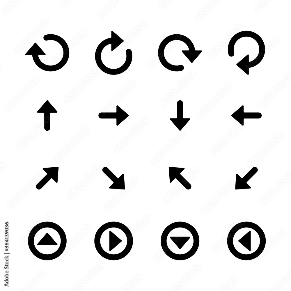 Arrow vector icon set, Black arrows sign and symbol on white background. Arrow vector icon set, Black arrows sign and symbol on white background.