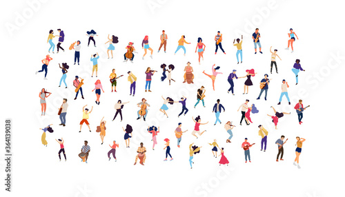 Dancing people vector isolated illustration. Musicians flat illustration