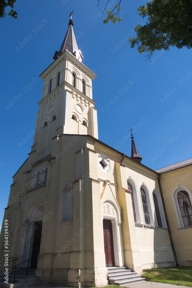 Church of St. Jakub in Saczow, Poland, in Silesia, which is on the route of two pilgrimage routes of St. James to Santiago de Compostela - Camino (Jasnogorska and Via Regia)