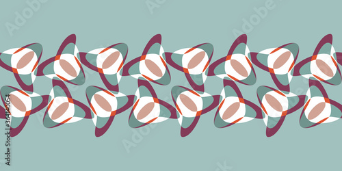 Vector abstract tulips seamless pattern. Beautiful horizontal Border. Regularly repeating shapes of flowers in retro style. Great for wallpaper, interior prints and fashion fabrics.