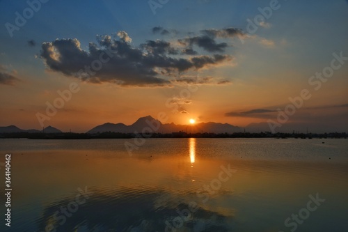 sunset over the lake © Vishwanth