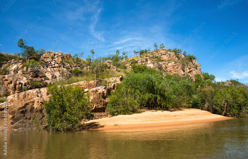 Nitmiluk National Park is in the Northern Territory of Australia, 244 km southeast of Darwin, around a series of gorges on the Katherine River and Edith Falls.