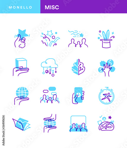 Collezione di icone in stile minimal per tecnologia, comunicazione, social media marketing