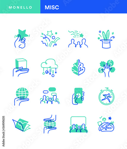 Collezione di icone in stile minimal per tecnologia, comunicazione, social media marketing