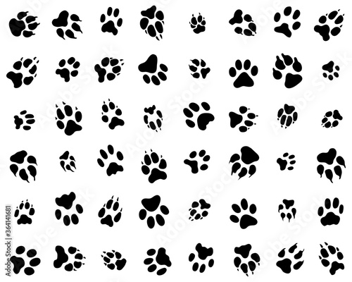 Black trace of cats and dogs, seamless wallpaper
