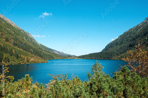 Natural background of mountain lake in Poland