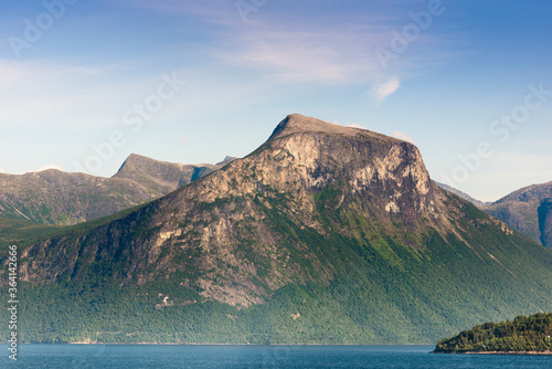 Scenic views over Oldevatnet Lake in Norway.  photo