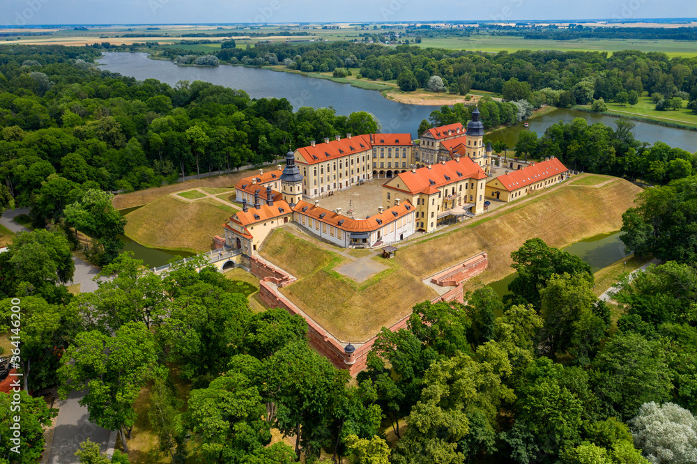 Nesvizh castle in the city of Nesvizh. Minsk Region. Belarus. The castle is in height.
