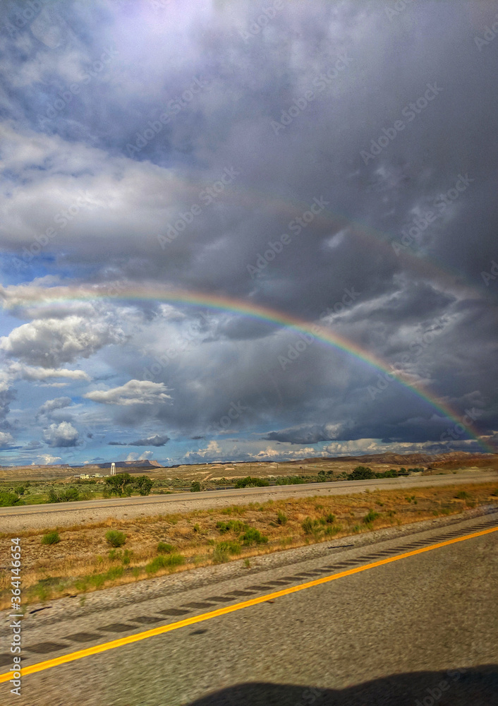double rainbow in the desert