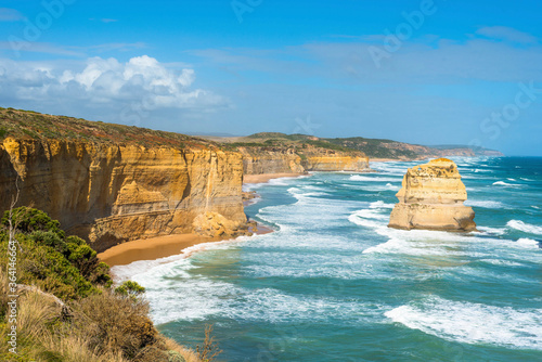 The Twelve Apostles is a collection of limestone stacks off the shore of Port Campbell National Park, by the Great Ocean Road in Victoria, Australia.