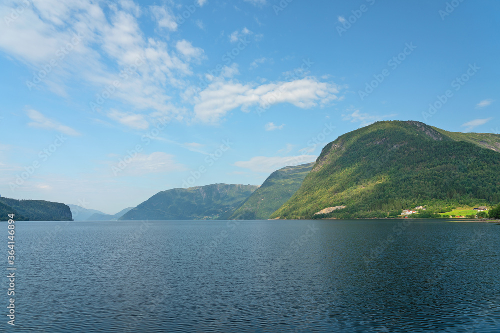 Norwegian fjords landscape sea mountains view, Norway