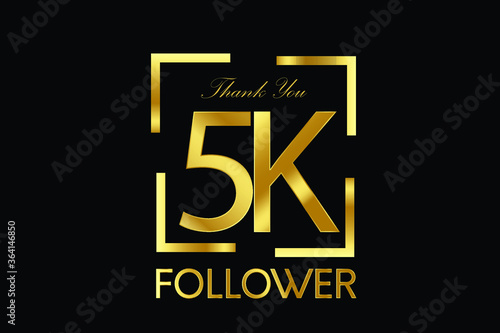 5K, 5.000 Follower Thank you Luxury Black Gold Cubicle style for internet, website, social media - Vector