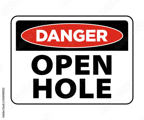 Danger open hole sign. open trench sign and symbol eps10